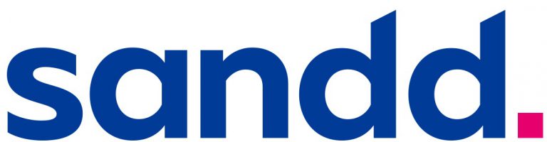 Blauw logo van Sandd postbedrijf.